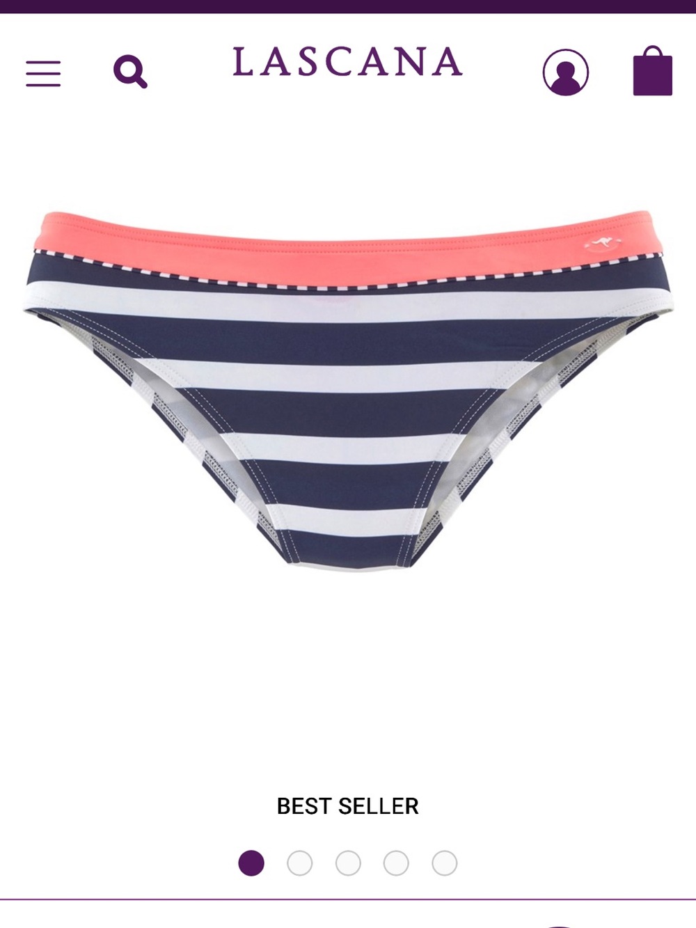 Lascana Striped Navy & White Bikini Bottom